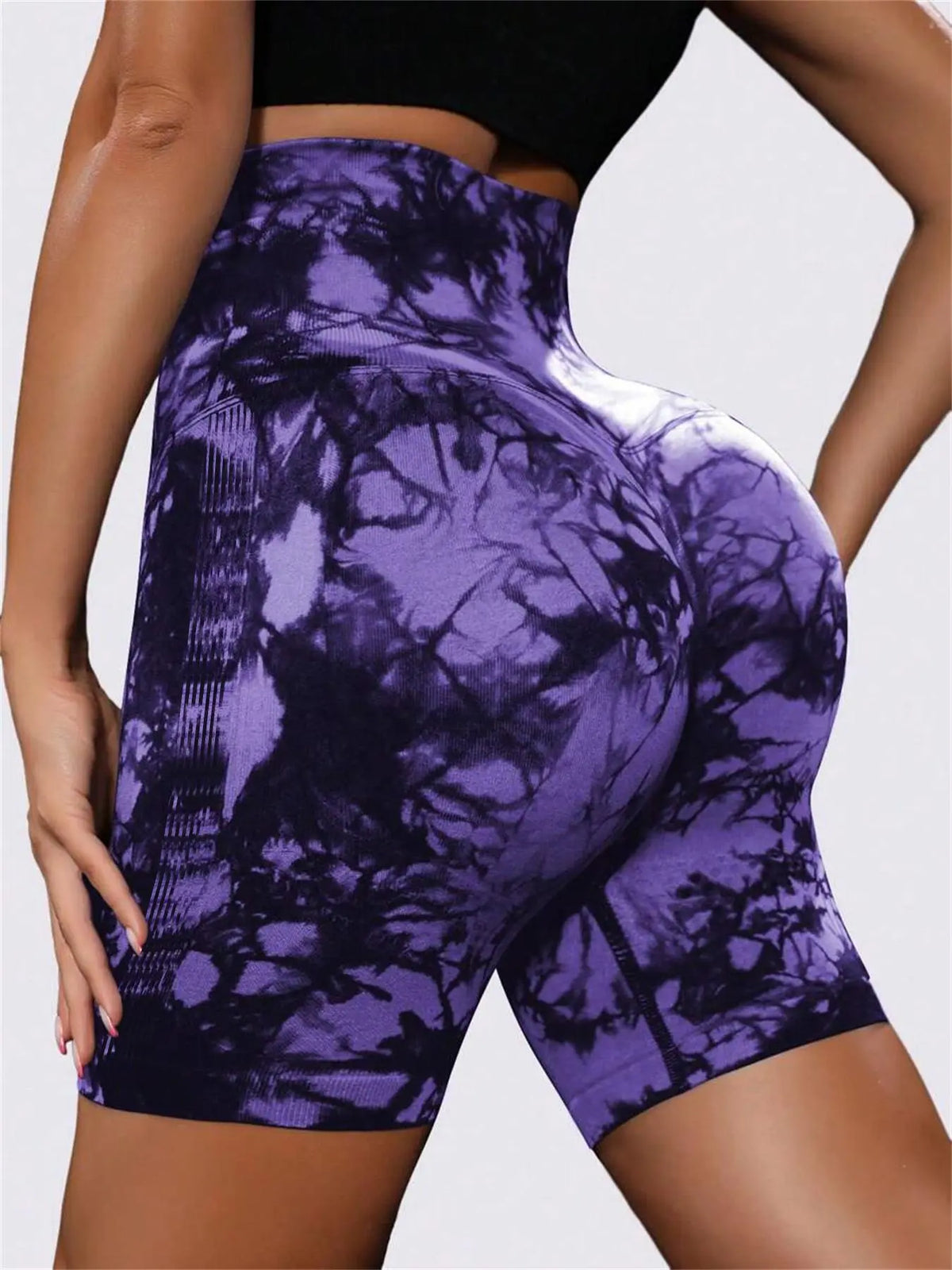 Tie-Dyed Wide-Waist Slim Fit Fitness Shorts