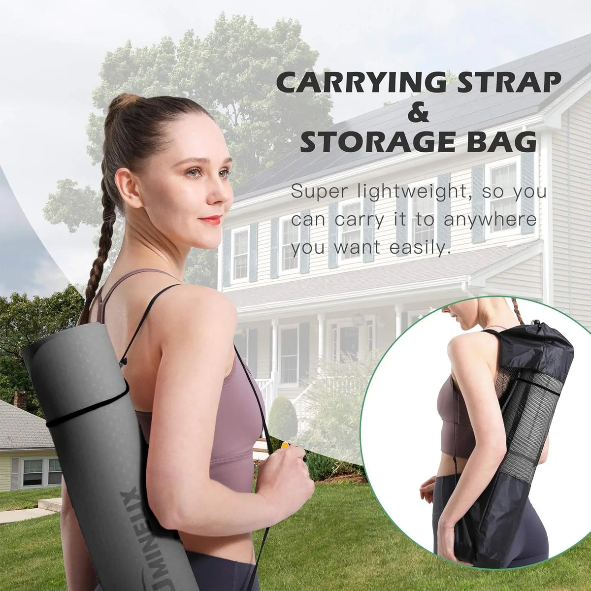 Non Slip Thick Fitness Mats with Storage Bag