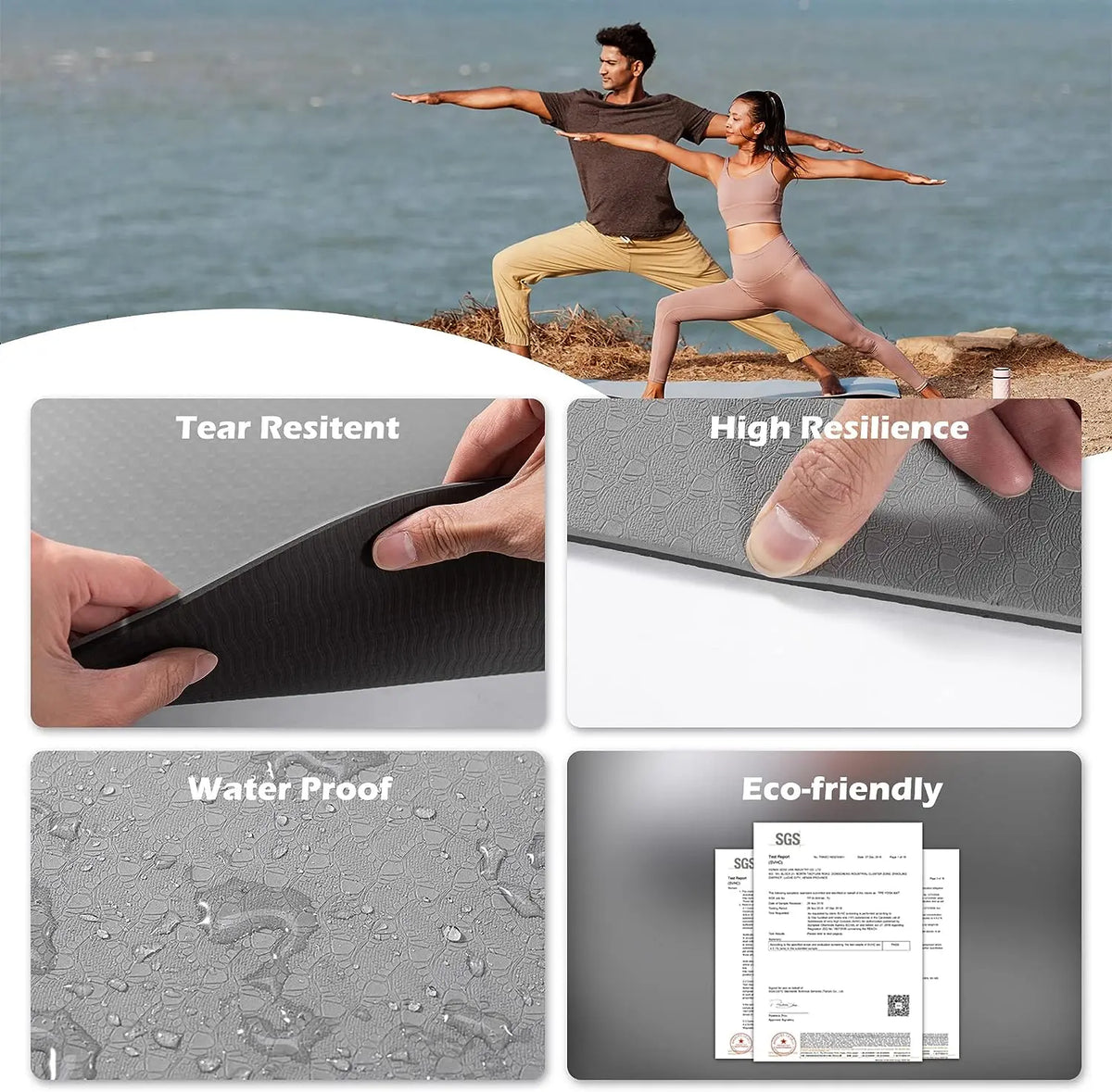 Non Slip Thick Fitness Mats with Storage Bag