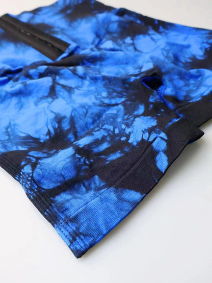 Tie-Dyed Wide-Waist Slim Fit Fitness Shorts
